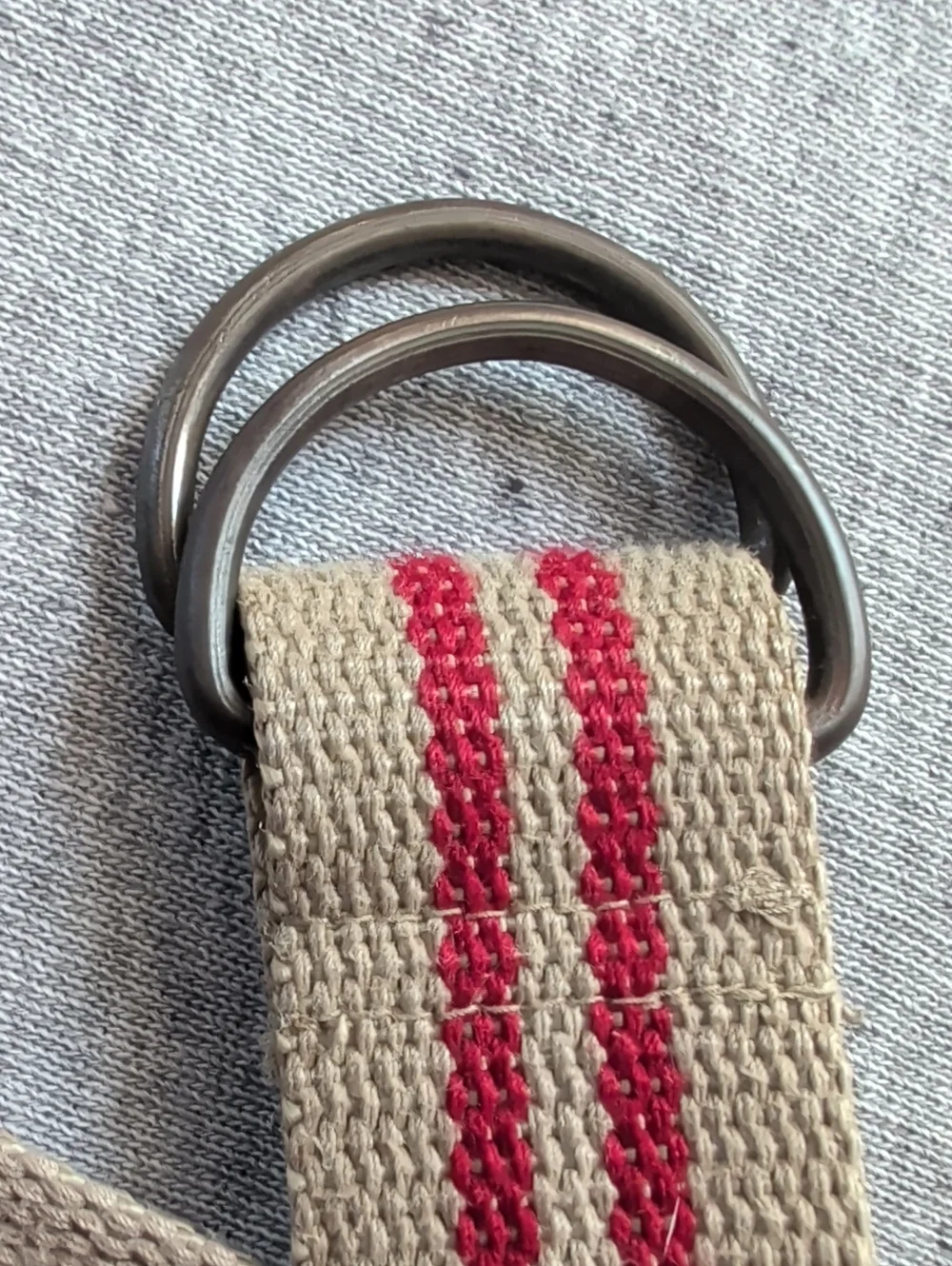 Canvas Belt Vintage Red Stripe Ring Buckle 44